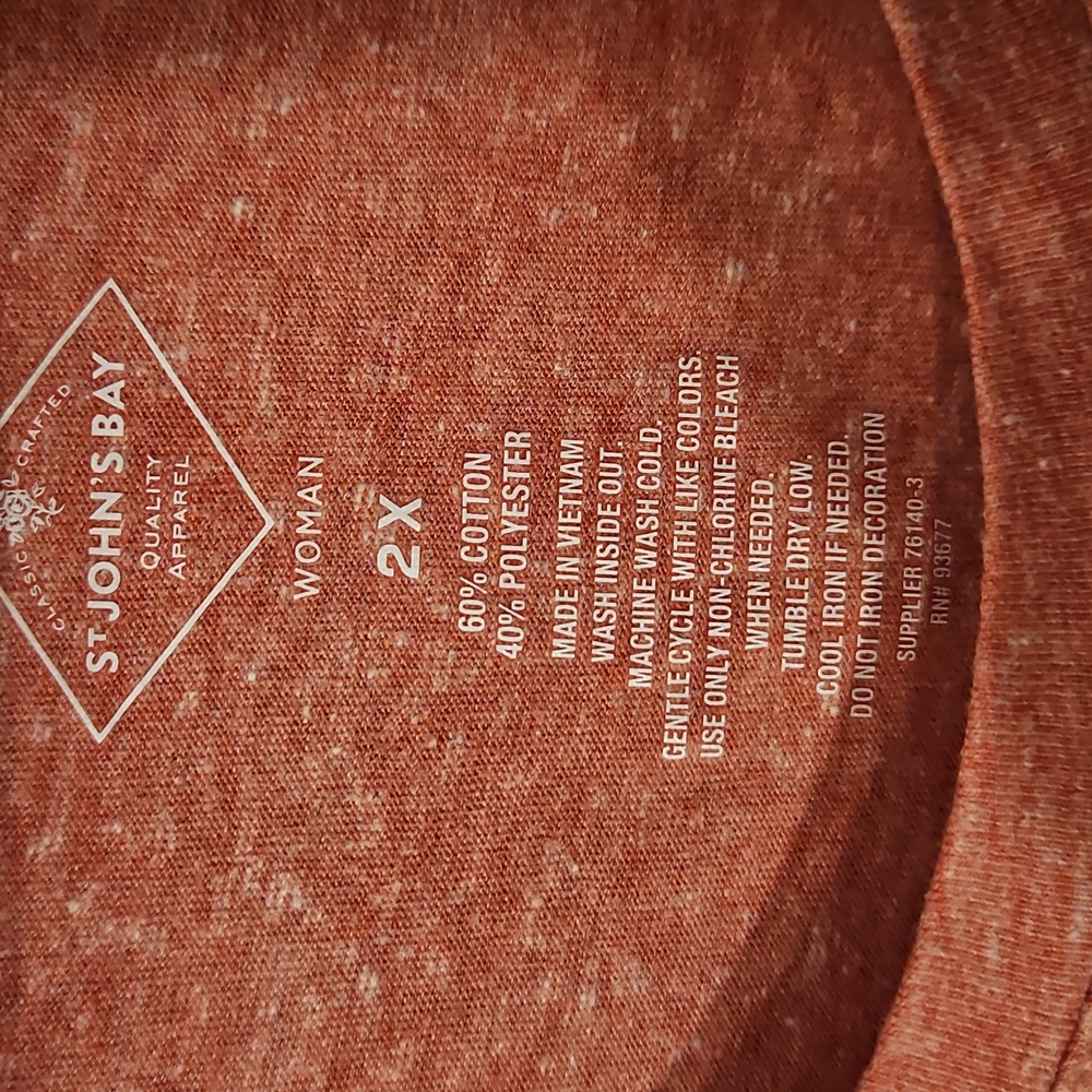 St. John's Bay 2X Heart Print Pink Heather Scoop Neck Tee EUC - Picture 2 of 4